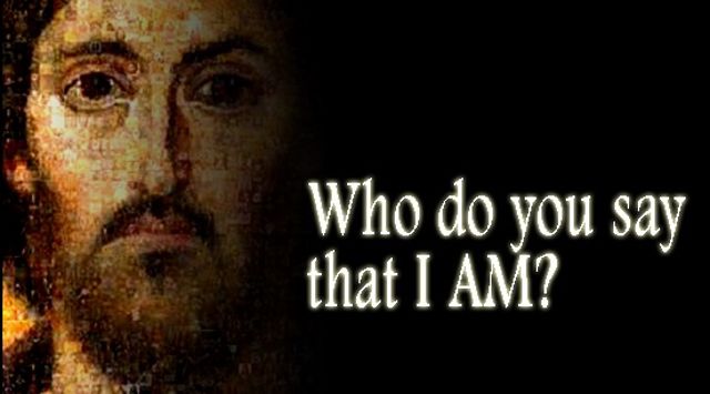 Picture of Christ with who do you say that I am? text